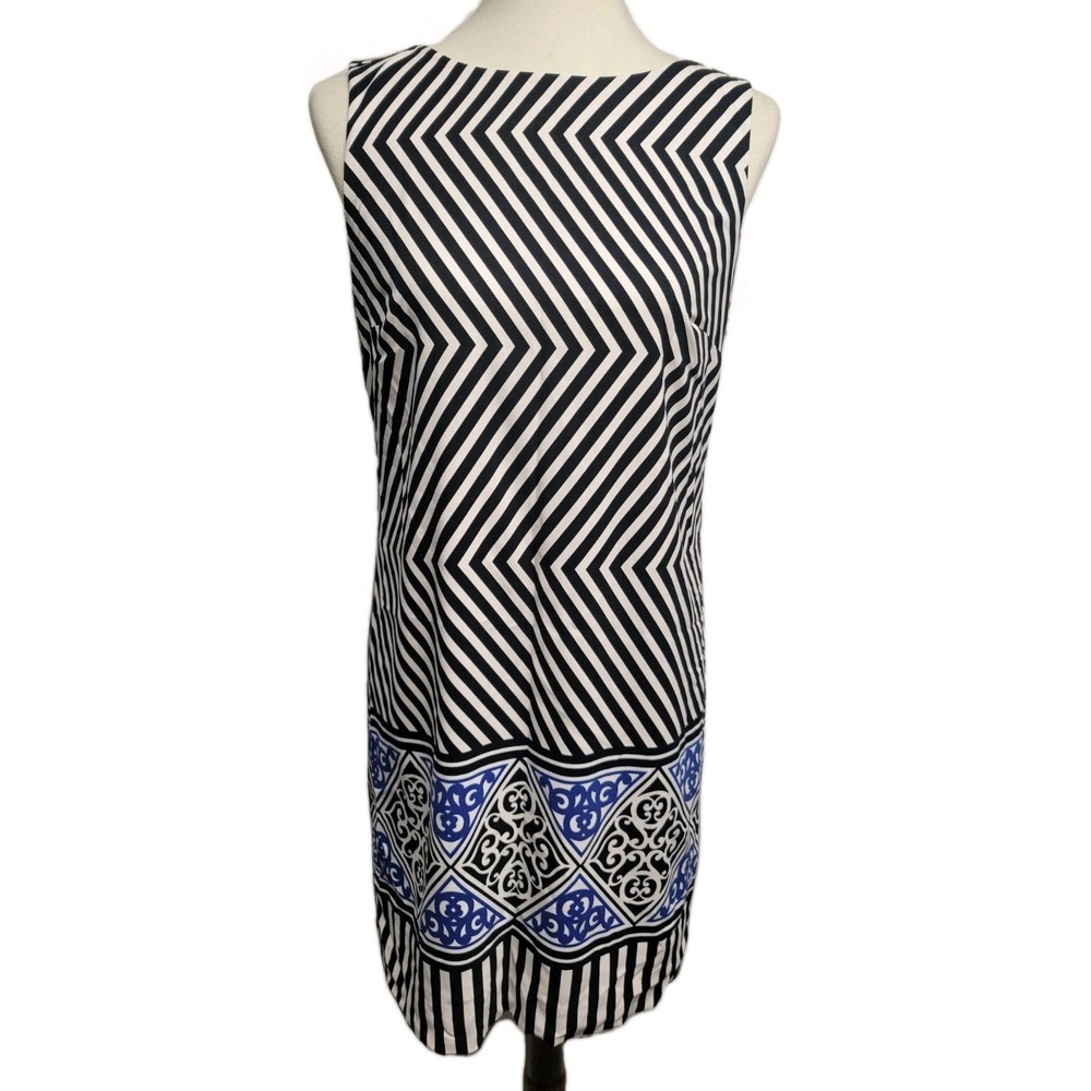 Nicole By Nicole Miller Black And White Chevron Sheath Dress Sz 6 Bodycon